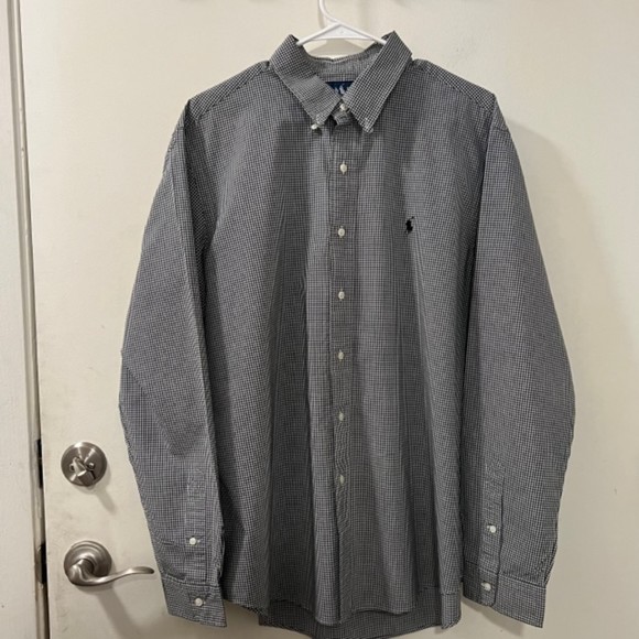 Ralph Lauren Mens Black Blaire Gingham Check LS Custom Fit Shirt Size XL - Picture 3 of 10